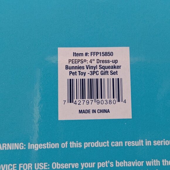 Peeps 3 Pack Vinyl Pet Dog Toy 4" Squeaker Rabbits Yellow Pink Blue Easter New - Picture 6 of 8